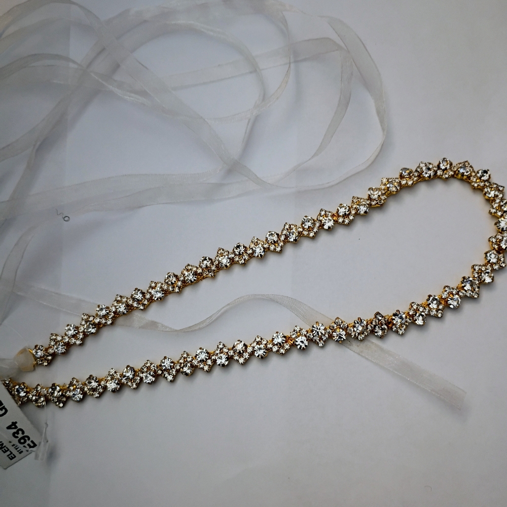 Gold Crystal Floral Waist Chain Belt - Sparkling Gold Tone View 3